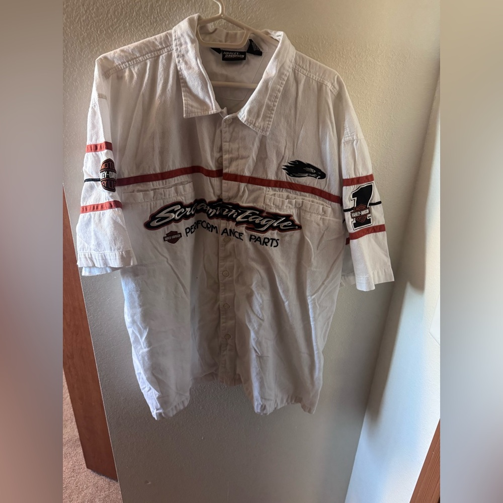 Harley-Davidson White and Orange  Shirt